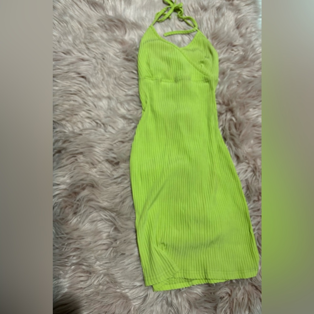 Green halter dress
